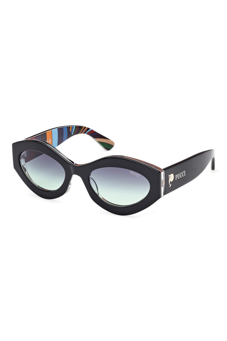 54mm Gradient Geometric Sunglasses, Alternate, color, BLACK PATTERN / GREEN SMOKE
