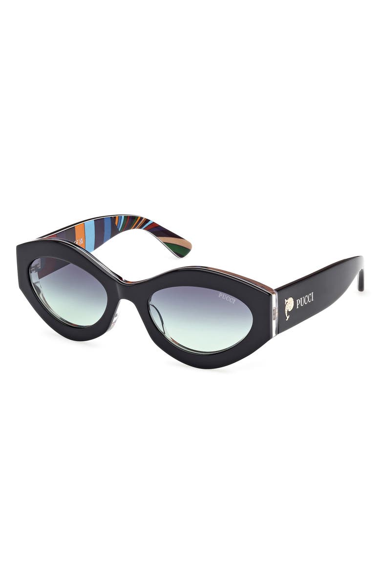 Emilio Pucci 54mm Gradient Geometric Sunglasses, Alternate, color, Black Pattern / Green Smoke