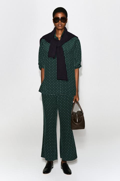 Geometric-Print Cropped Flared Pants