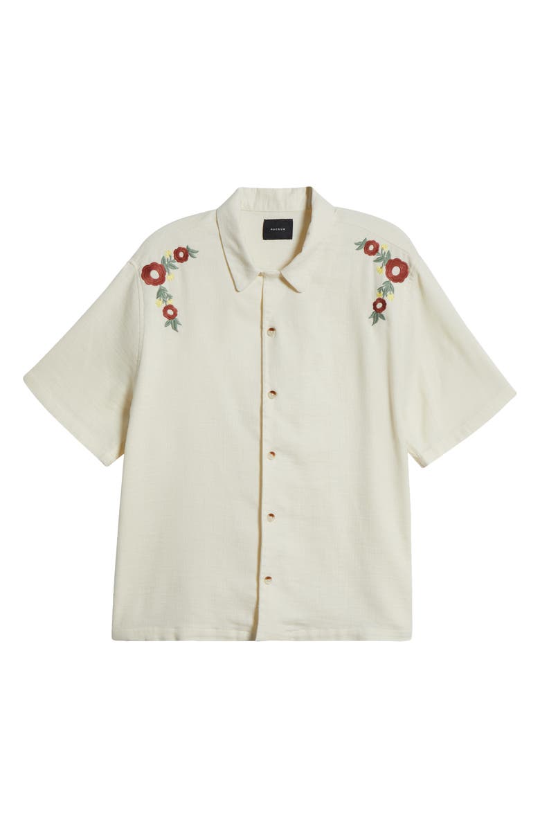 PacSun Floral Embroidered Short Sleeve Button-Up Shirt, Alternate, color, 