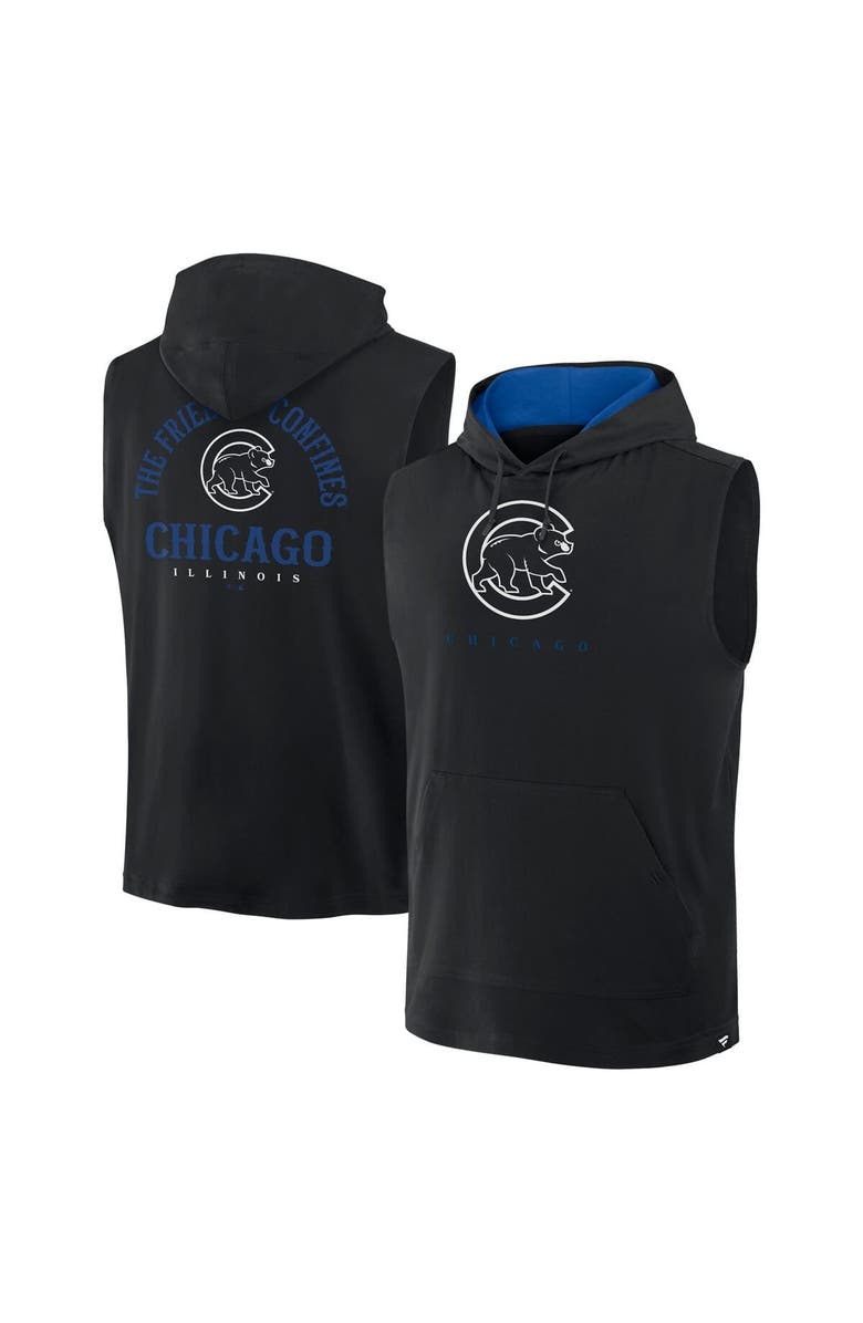 FANATICS Men's Fanatics Black Chicago Cubs Fire Speed Sleeveless Pullover Hoodie, Alternate, color, Black