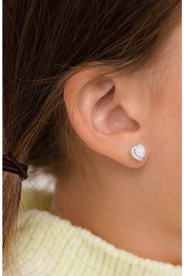 Opal Cubic Zirconia Heart Earrings, Alternate, color, Opal