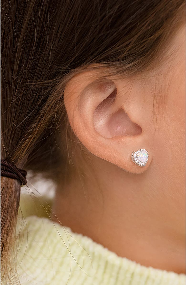 In Season Jewelry Opal Cubic Zirconia Heart Earrings, Alternate, color, Opal