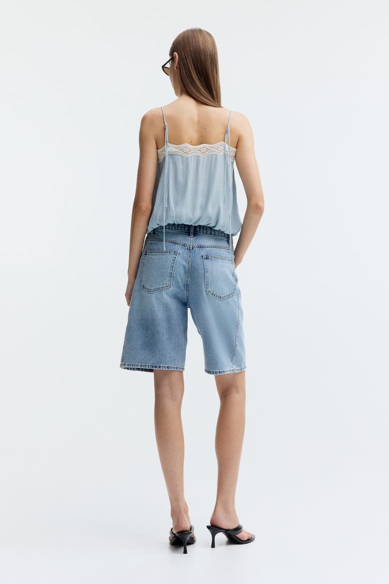 Denim Bermuda Shorts, Alternate, color, Light denim blue