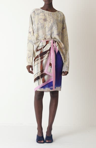 Dries Van Noten Scarfy Mixed Print Silk Wrap Skirt | Nordstrom