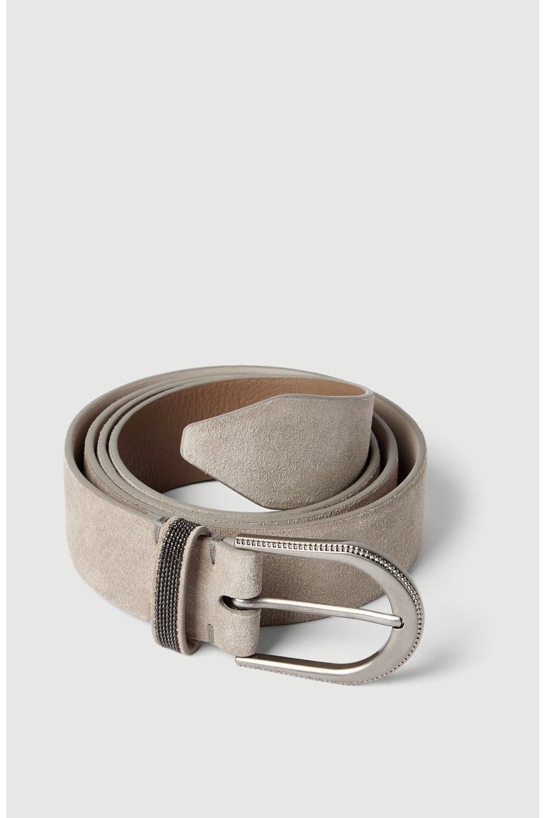 Suede belt with monili, Alternate, color, Light Grey