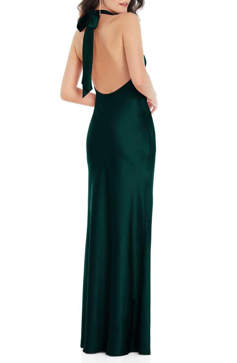 Social Bridesmaids Halter Column Bridesmaids Gown, Alternate, color,