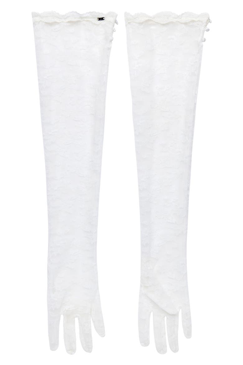 At First Sight Long Lace Gloves, Main, color, HAZY WHITE