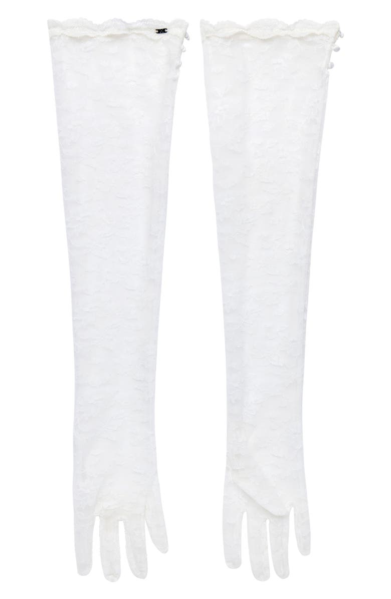 SAVAGE X FENTY At First Sight Long Lace Gloves, Main, color, Hazy White