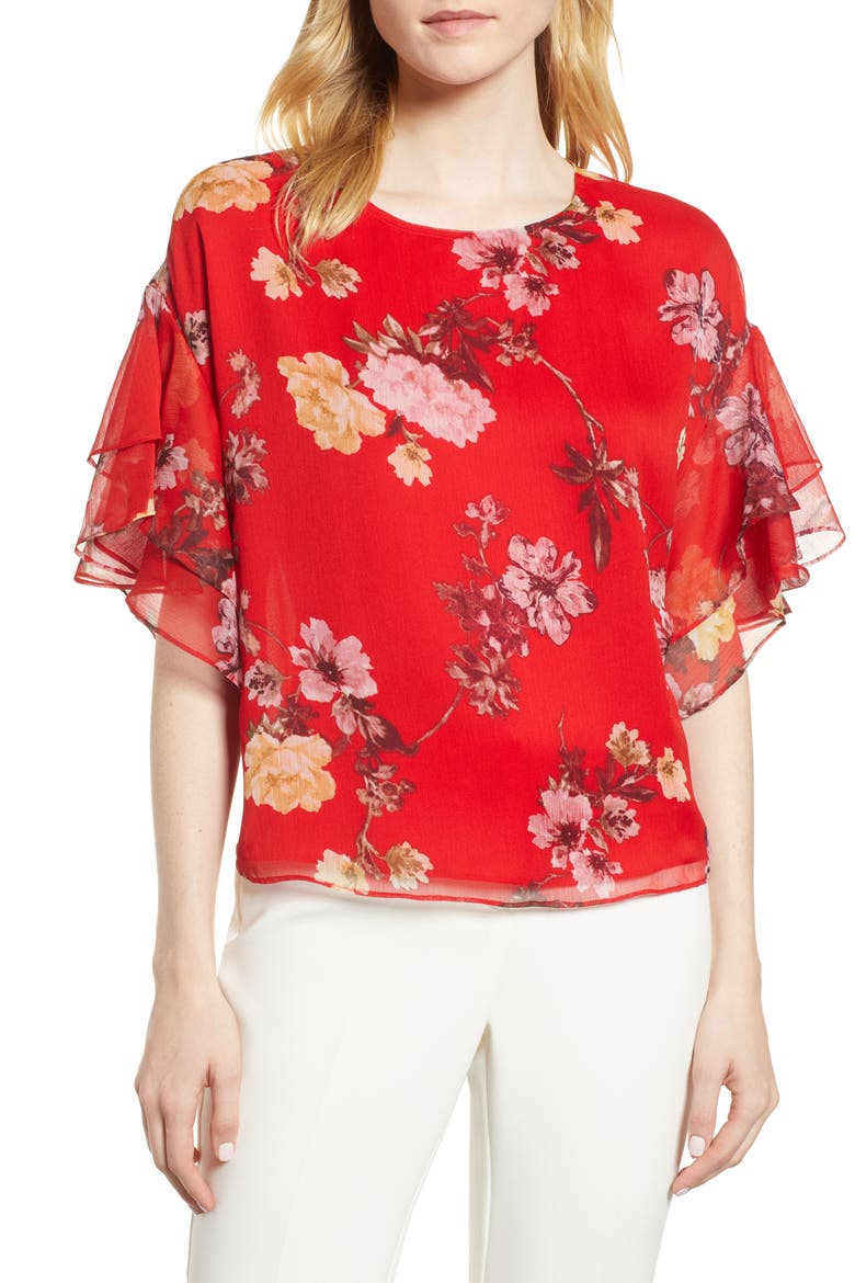 Tiered Ruffle Sleeve Garden Floral Top video