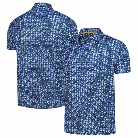 Men's Barstool Golf  Navy THE PLAYERS Surf N Turf Printed Polo