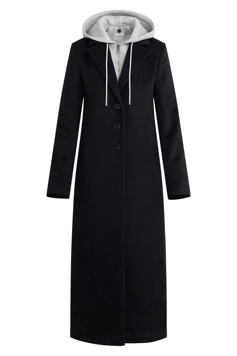 The Sport Wool Blend Coat with Hoodie Insert, Alternate, color, BLACK