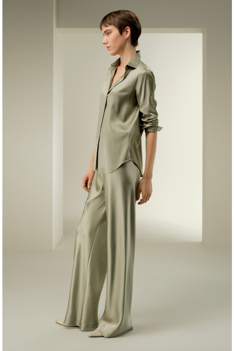 Women's Timeless Silk Charmeuse Shirt, Alternate, color, Artichoke