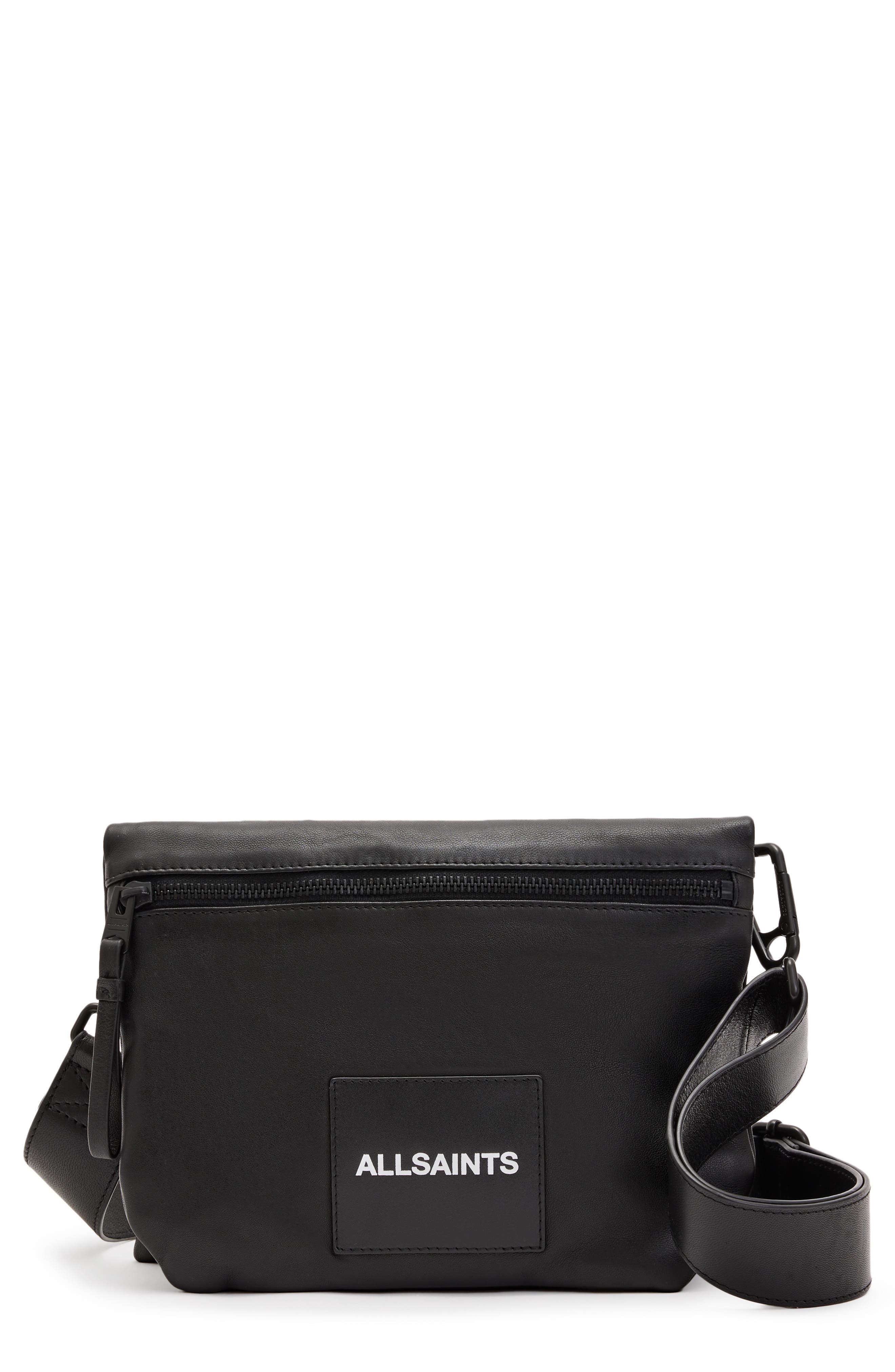 AllSaints Leather Crossbody Bag, Main, color, 
