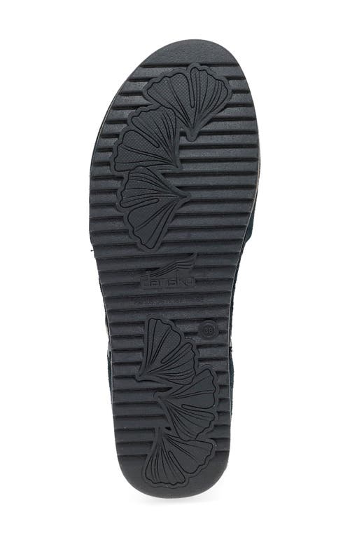 Dansko Mae Ankle Strap Platform Clog In Black Burnished Suede