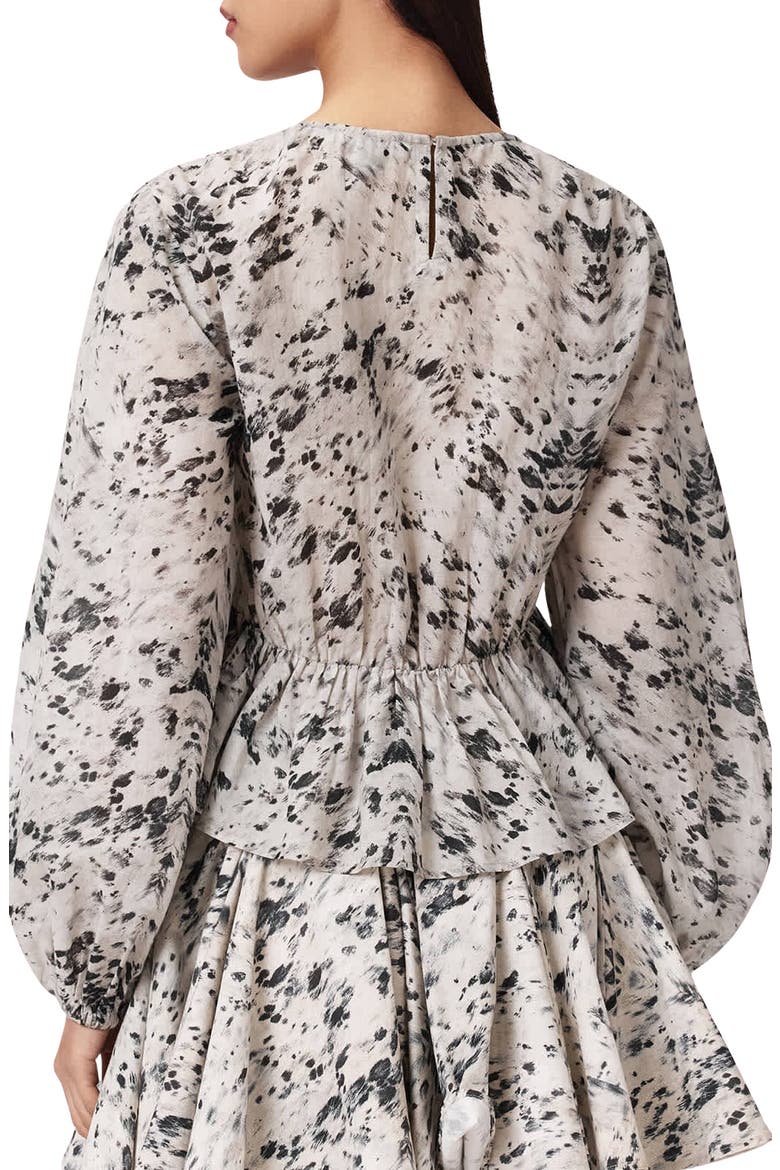 Melani Print Gathered Peplum Top, Alternate, color, CANTER ECRU WHITE