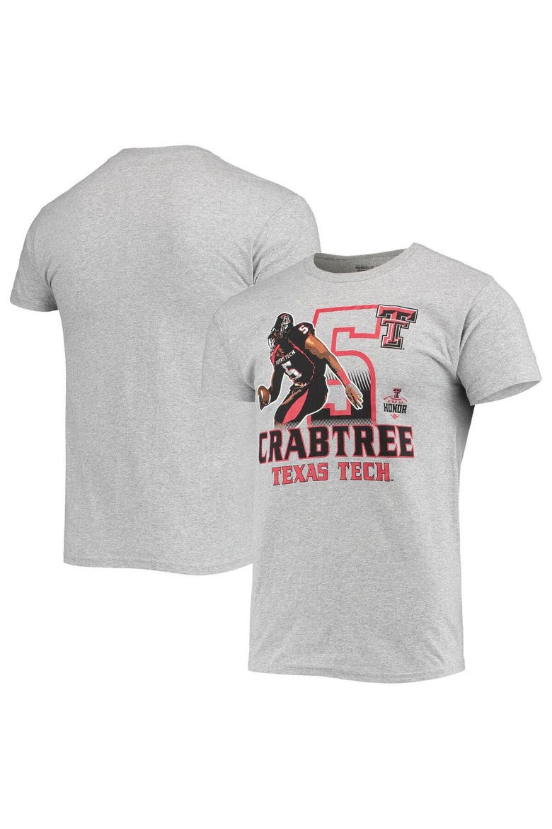 Men's Original Retro Brand Michael Crabtree Heathered Gray Texas Tech Red Raiders Ring of Honor T-Shirt, Main, color, Heather Gray