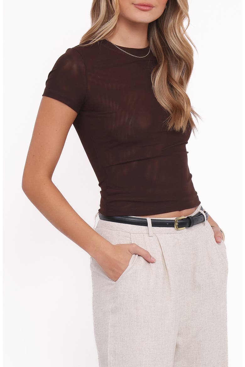 Vivian Mesh T-Shirt, Alternate, color, BROWN
