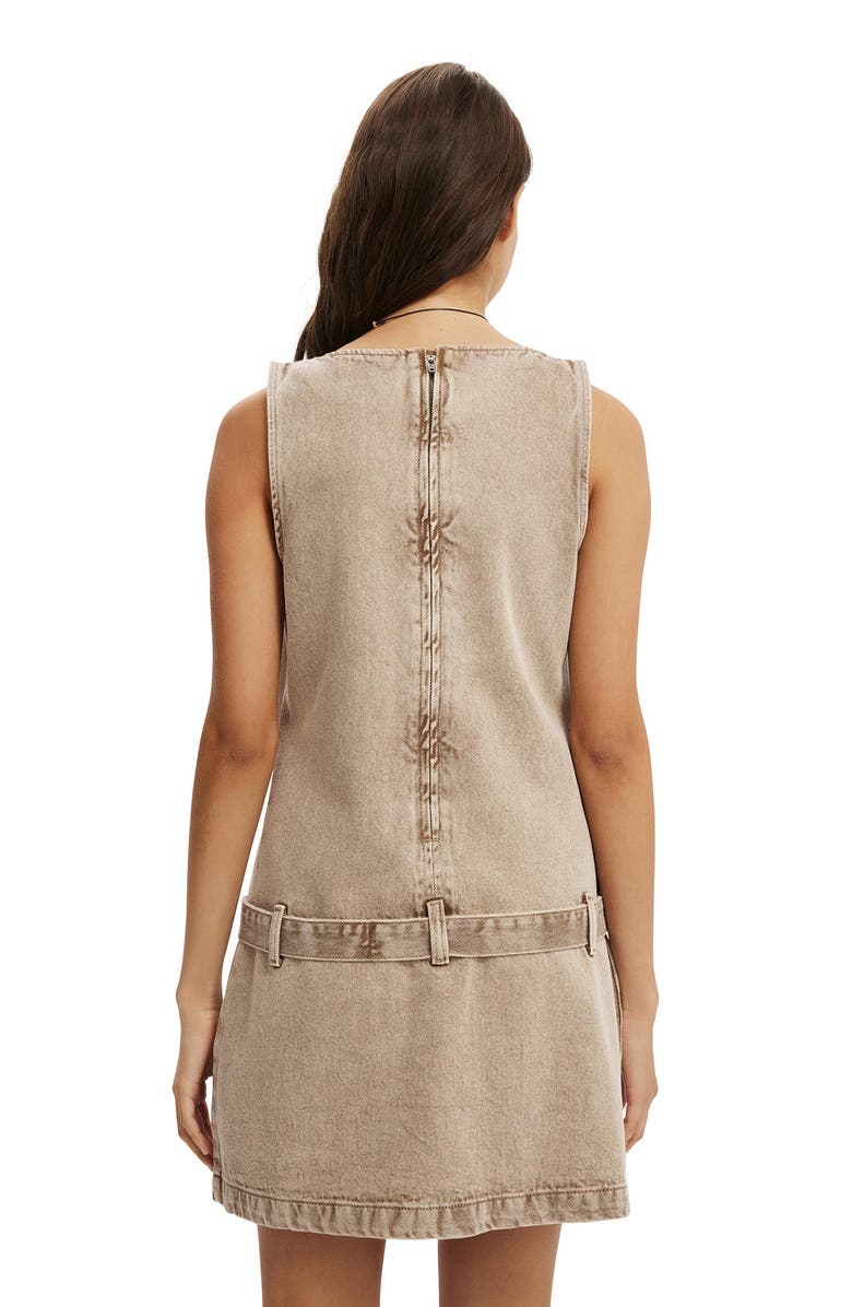 Cotton On Women's Luisa Belted Denim Mini Dress, Main, color, Brown Stonewash