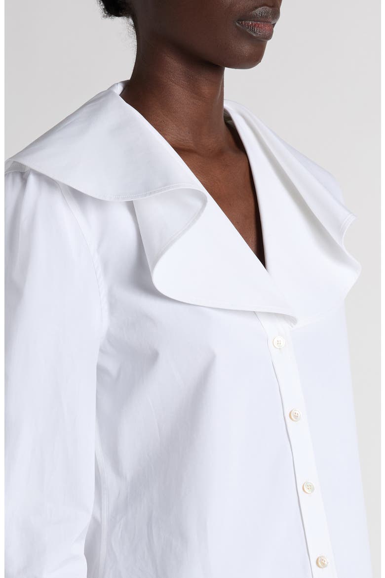 Ruffle Collar Cotton Shirt, Alternate, color, OPTIC WHITE
