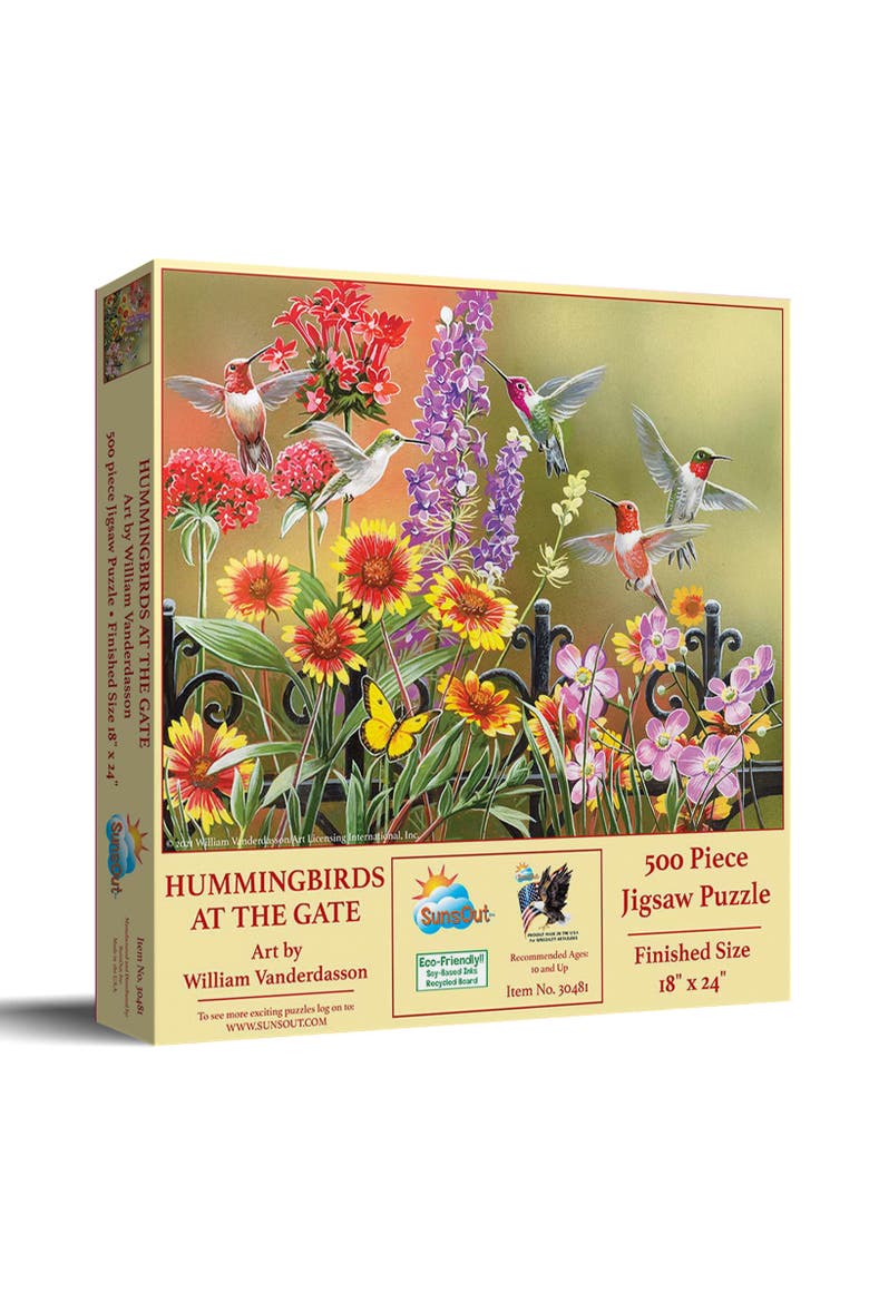 Hummingbirds at the Gate 500 piece Jigsaw Puzzle for Adults, Main, color, Multicolor