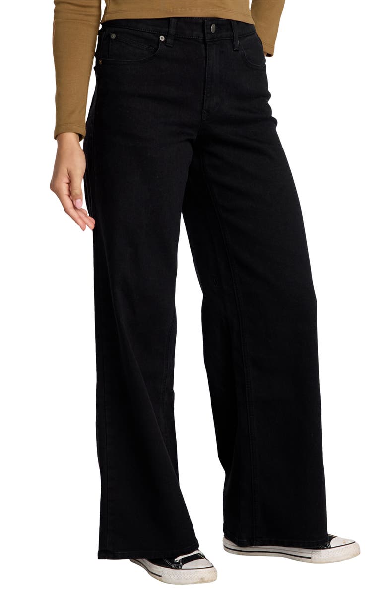 Volcom Stoned Low Rise Wide Leg Jeans, Alternate, color, Black Out