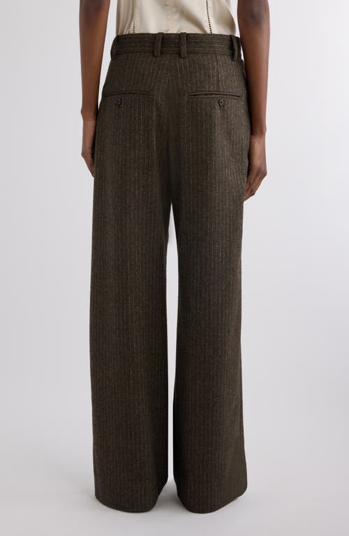 Isabel Marant Lisetta Pinstripe Pleated Wide Leg Wool Blend Trousers In Brown