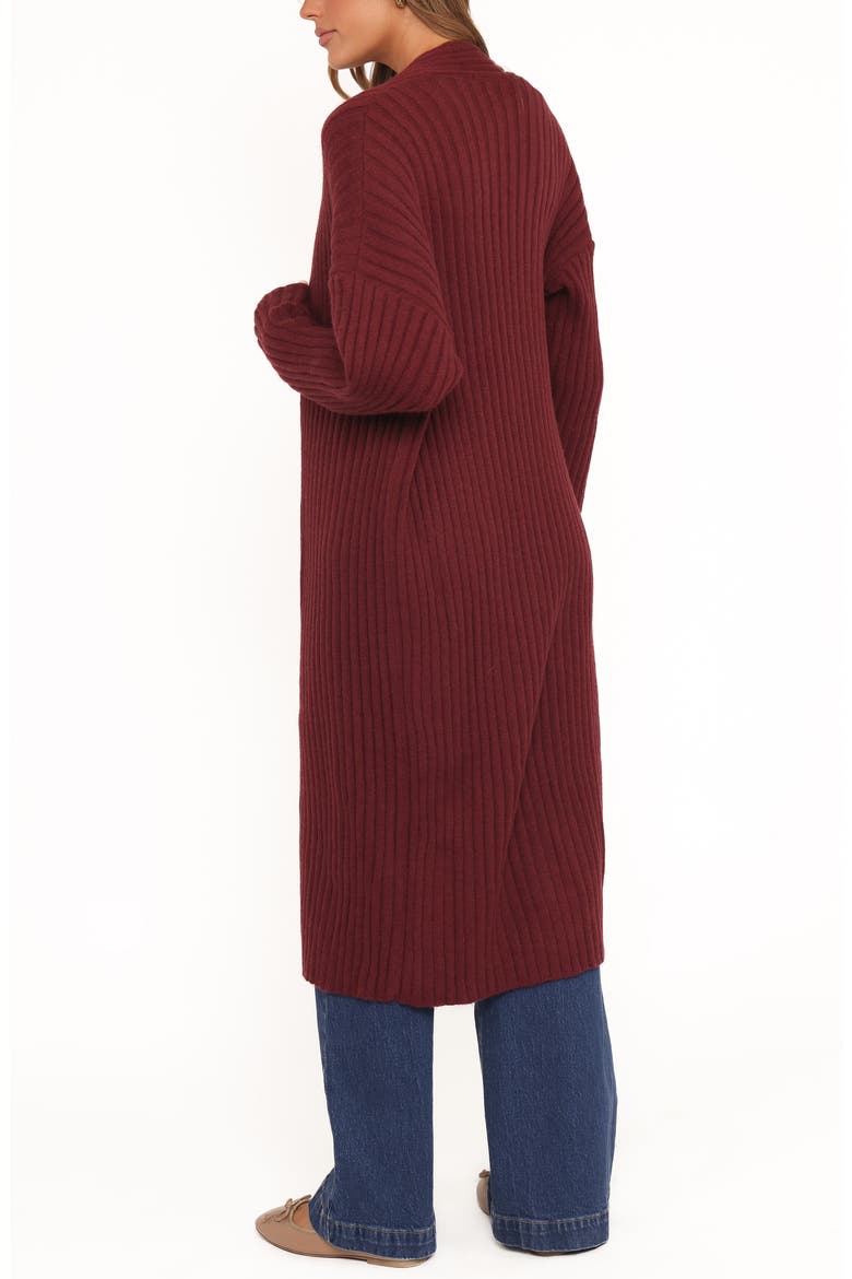 Jasmia Rib Longline Cardigan, Alternate, color, WINE