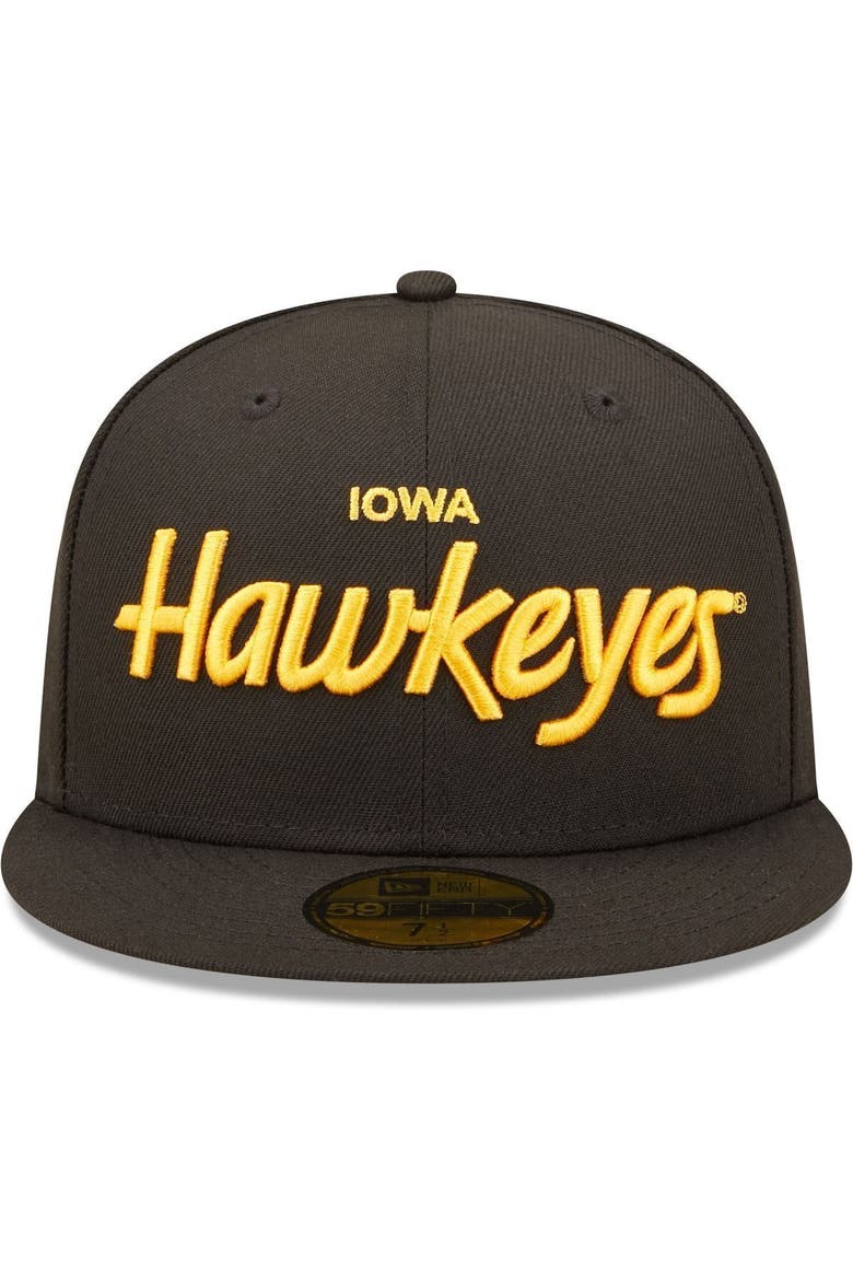 Men's New Era Black Iowa Hawkeyes Script Original 59FIFTY Fitted Hat ...