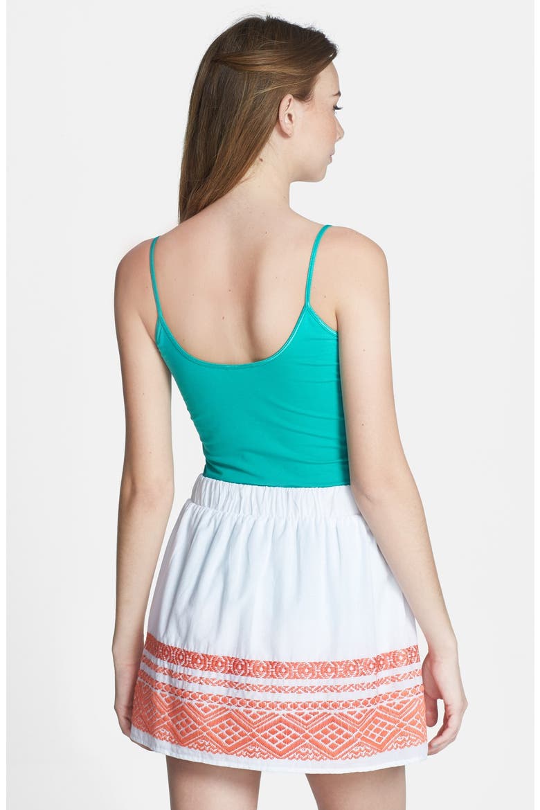 Embroidered Hem Cotton Skirt, Alternate, color, WHITE/ CORAL