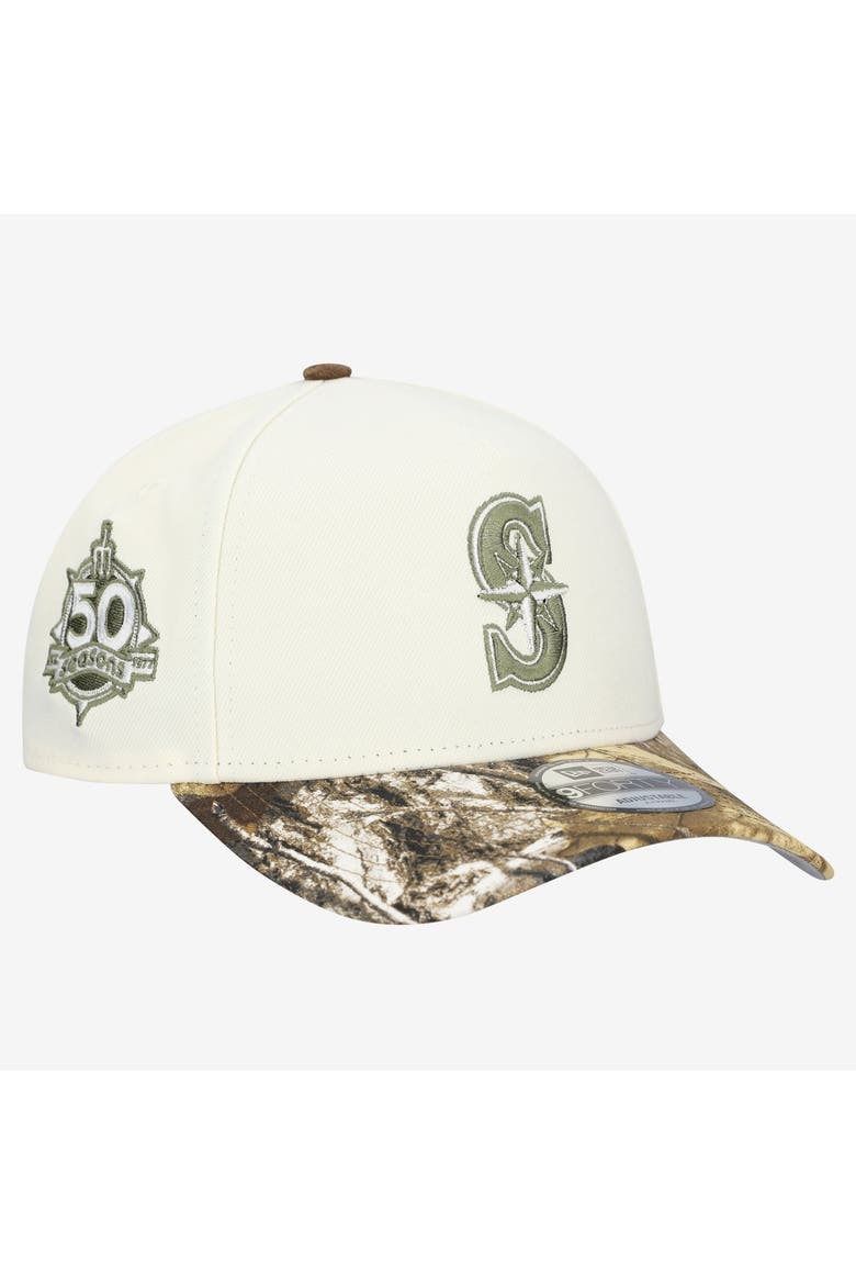 Men's New Era Khaki/Realtree Camo Seattle Mariners 9FORTY A-Frame Adjustable Hat, Main, color, Khaki