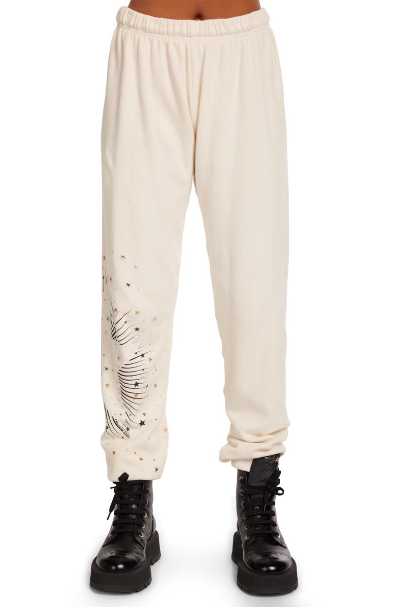 Lauren Moshi Tanzy Stud Starburst Sweatpants, Alternate, color, Ivory