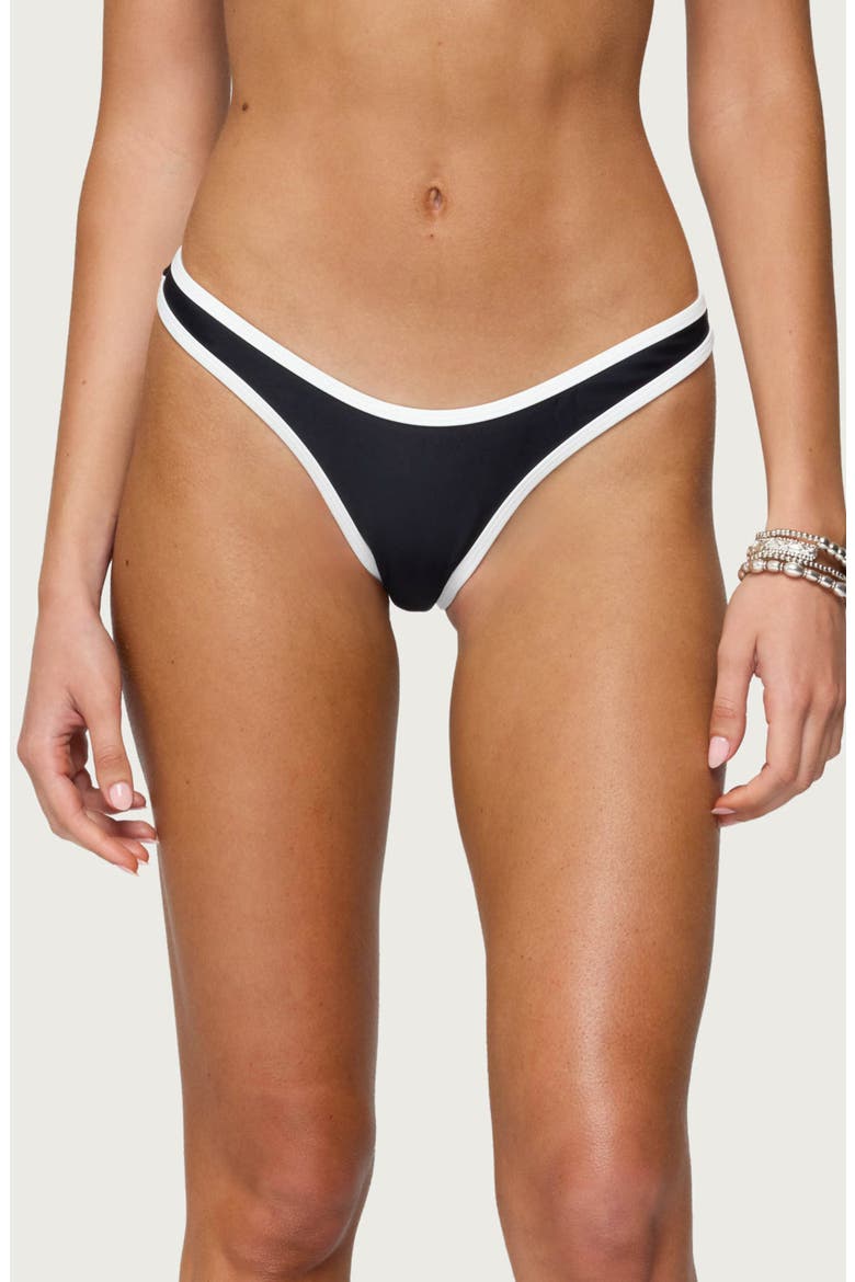 Dina Contrast Bikini Bottoms, Main, color, BLACK
