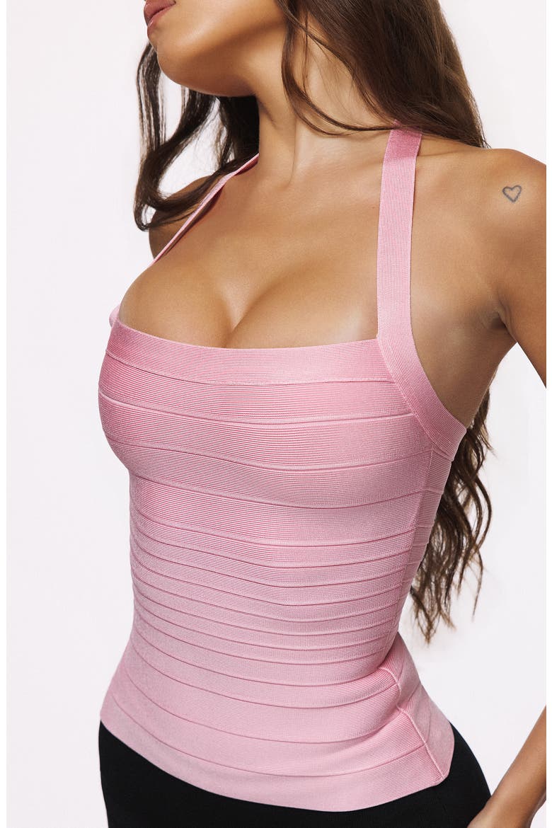 Silhouette Halter Neck Bandage Top, Alternate, color, PINK