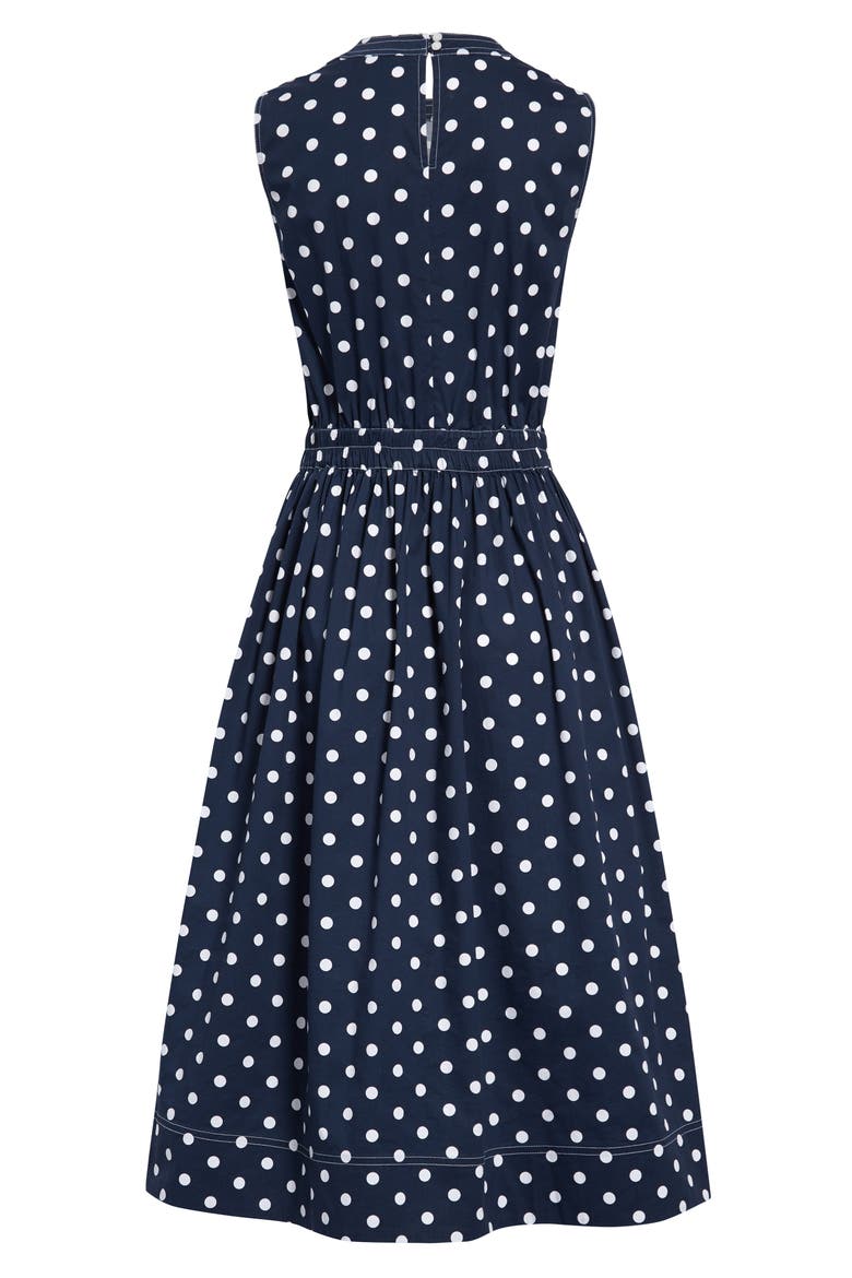 Print Sleeveless Fit & Flare Dress, Alternate, color, NAVY- WHITE DOT