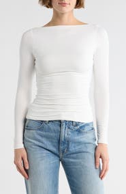 Naked Wardrobe Bare Boat Neck Long Sleeve Top