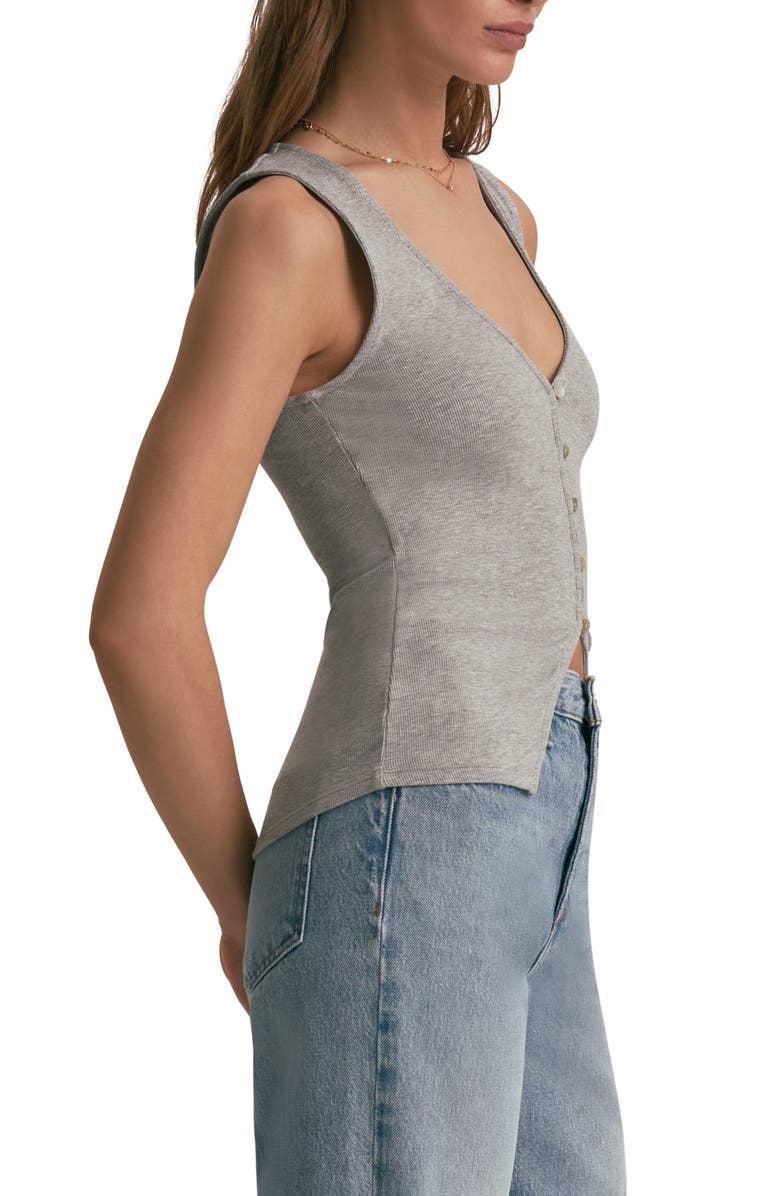 Favorite Daughter The Good Luck Rib Button-Up Cutout Top, Alternate, color, Melange Grey