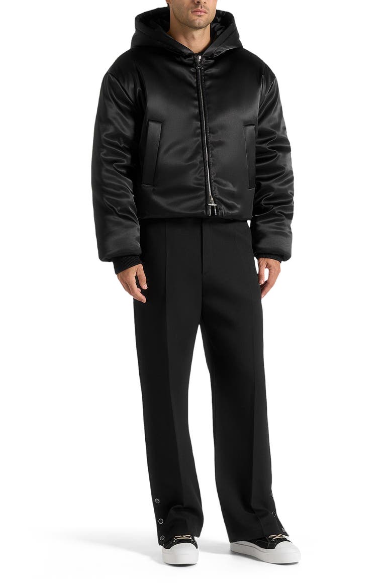 Dario Satin Cropped Hooded Jacket, Alternate, color, Black