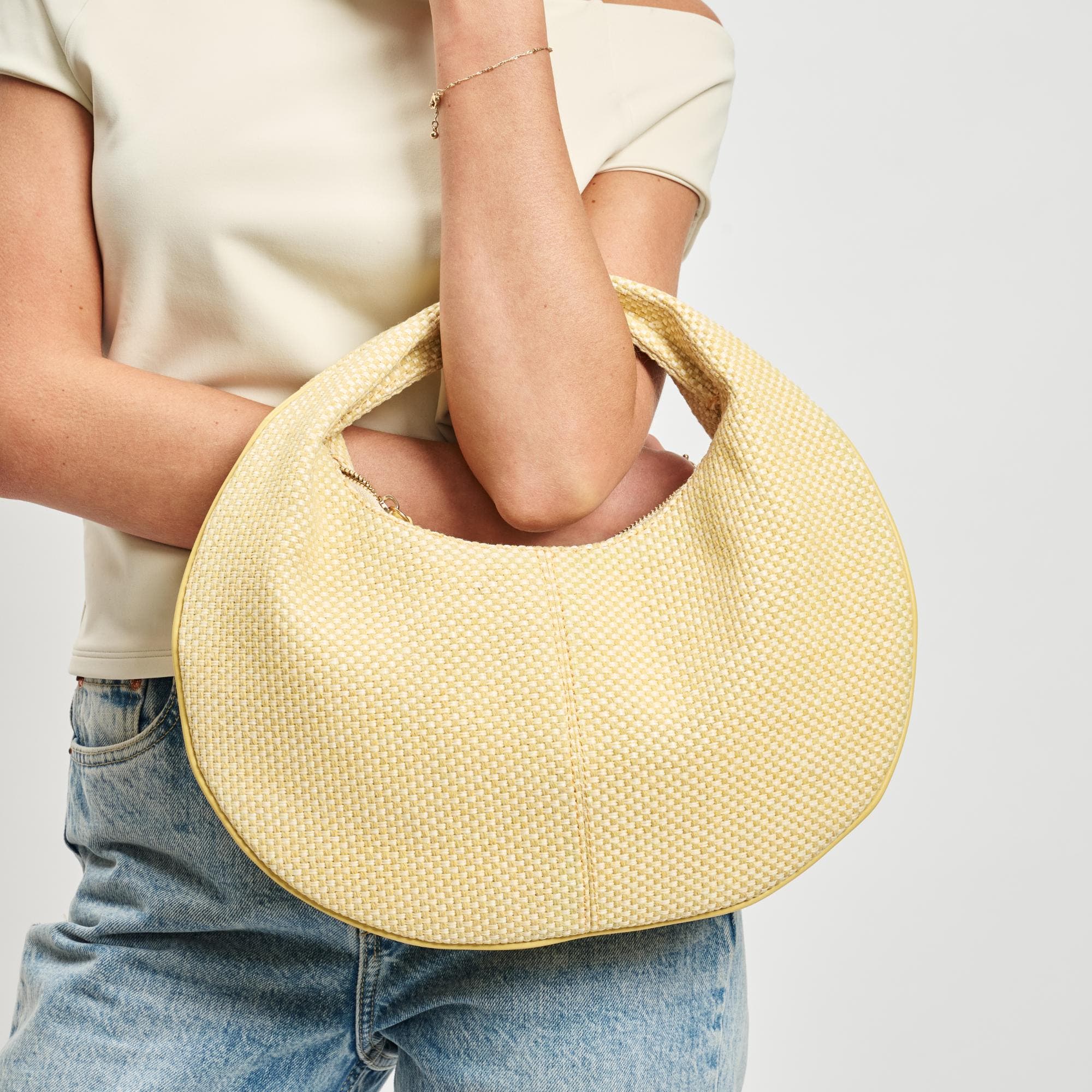 Farrah - Straw Hobo, Alternate, color, Yellow