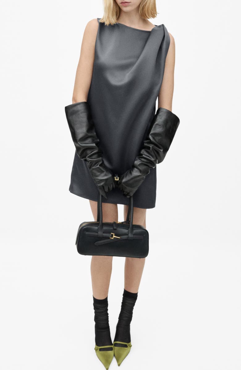 MANGO Sleeveless Satin Shift Dress, Main, color, 