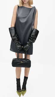 MANGO Sleeveless Satin Shift Dress