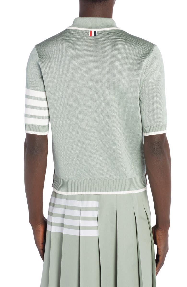 Thom Browne Bird's Eye Tipped Silk & Cotton Polo, Alternate, color, 