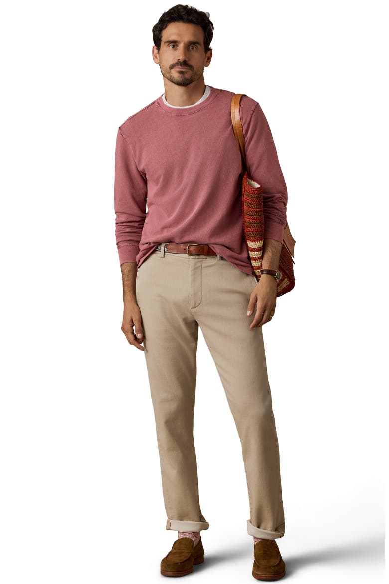 Organic Cotton Blend French Terry Long Sleeve T-Shirt, Alternate, color, SUNSET RED