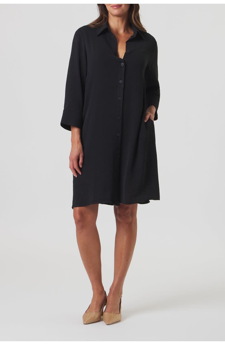 Franne Golde Lido A-Line Shirt Dress with Pockets, Main, color, Black