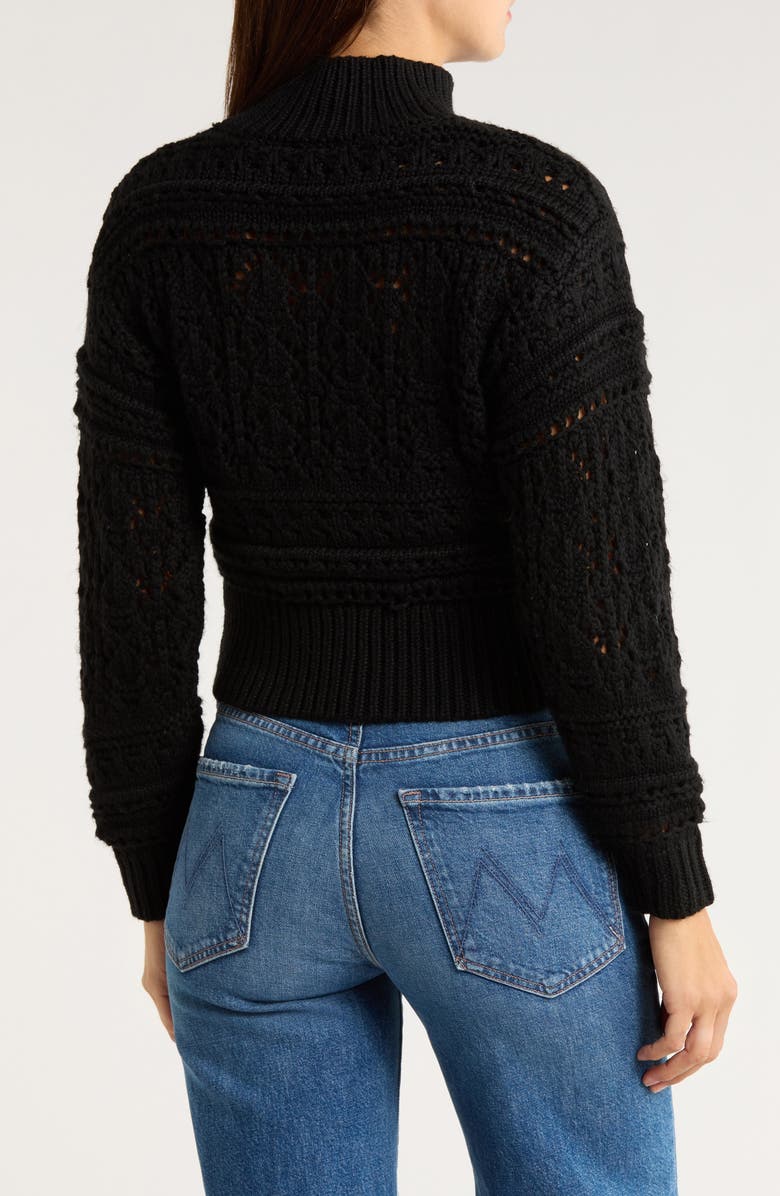 Muse Open Knit Mock Neck Sweater, Alternate, color, Black