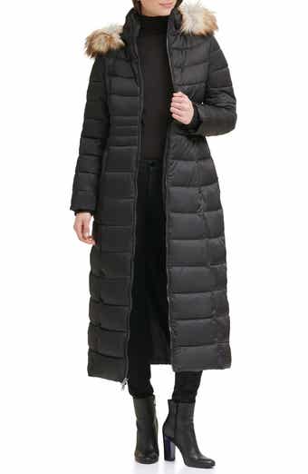 Kenneth Cole Faux Fur Hood Zip Front Puffer Jacket