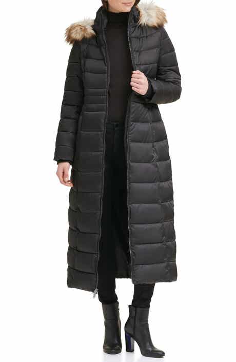 Kenneth Cole Faux Fur Hood Zip Front Puffer Jacket