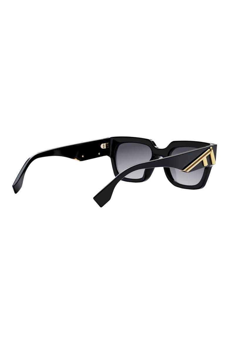 'Fendi First 63mm Rectangular Sunglasses, Alternate, color, SHINY BLACK / GRADIENT SMOKE