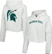 LEAGUE COLLEGIATE WEAR Women's League Collegiate Wear Ash Michigan State Spartans 2-Hit 1636 Cropped Pullover Hoodie
