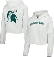 LEAGUE COLLEGIATE WEAR Women's League Collegiate Wear Ash Michigan State Spartans 2-Hit 1636 Cropped Pullover Hoodie